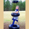 child playing on three tier Twister tire Swing