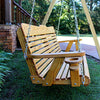 Classic Style Amish Porch Swing with cup holders side view